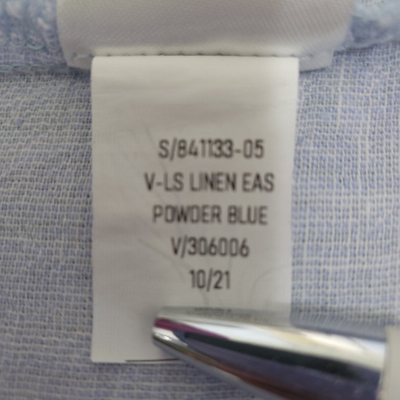 GAP Womens S Button Down Long Sleeve Shirt Linen/Cotton Powder Blue - Picture 4 of 6